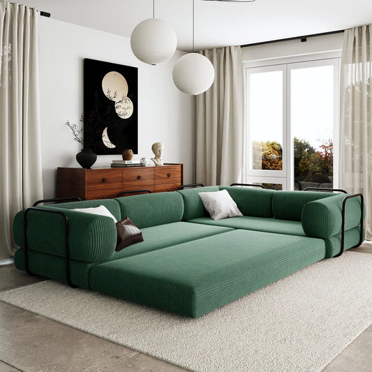 Green Corner sofa bed