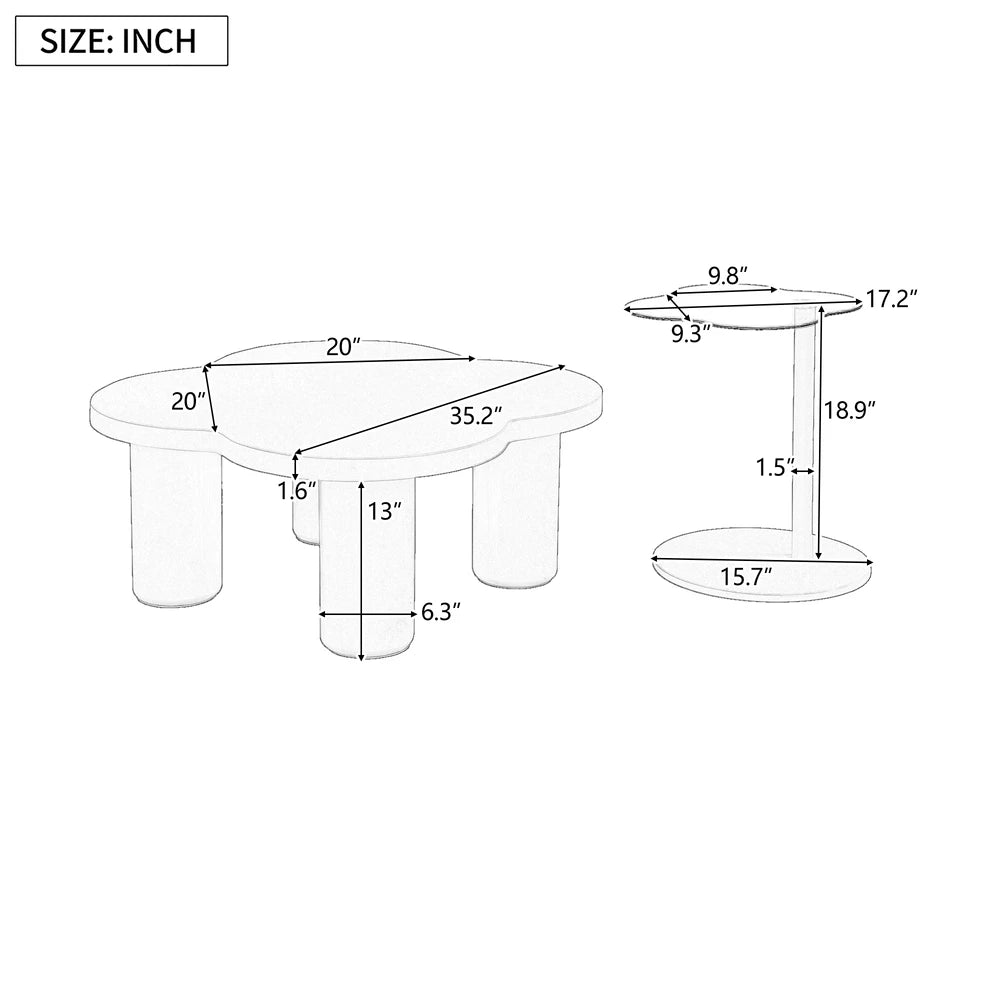 Petal-Shaped Coffee Table Set of 2