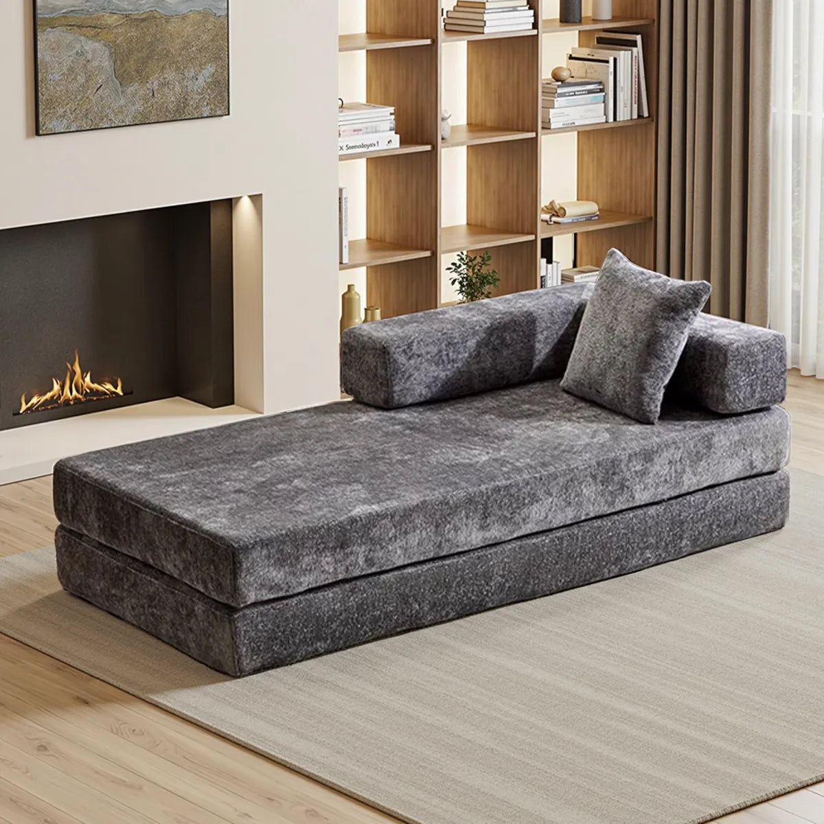 Dark Grey convertible sofa set as relaxing chaise lounge