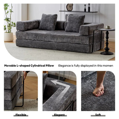 Dark Grey chenille sofa bed features