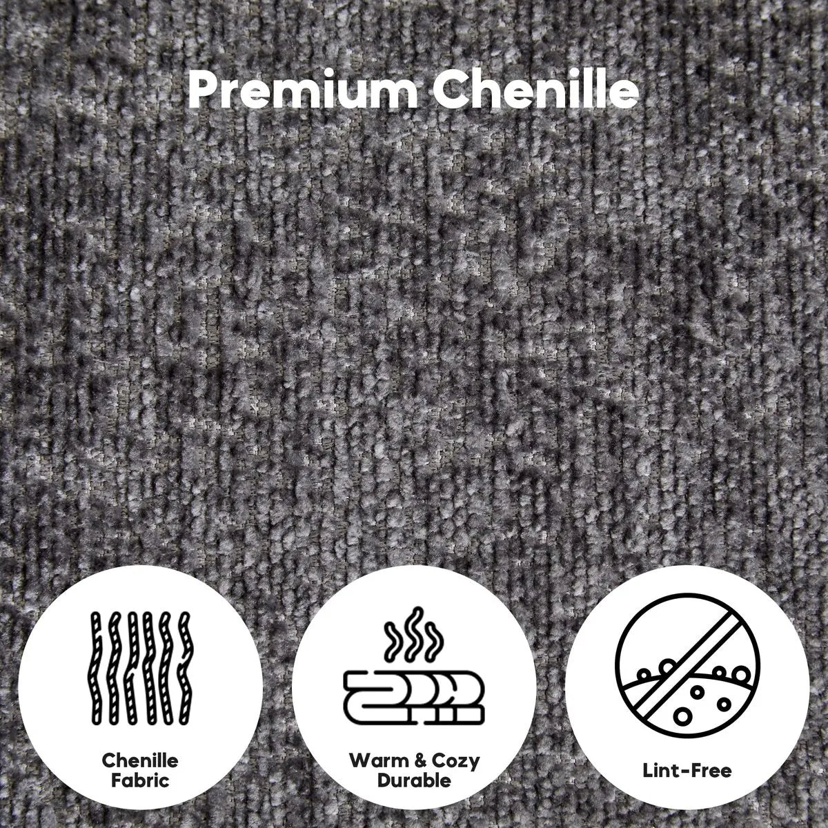 Close-Up Of Dark Grey Chenille Fabric