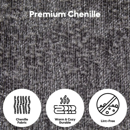 Close-Up Of Dark Grey Chenille Fabric