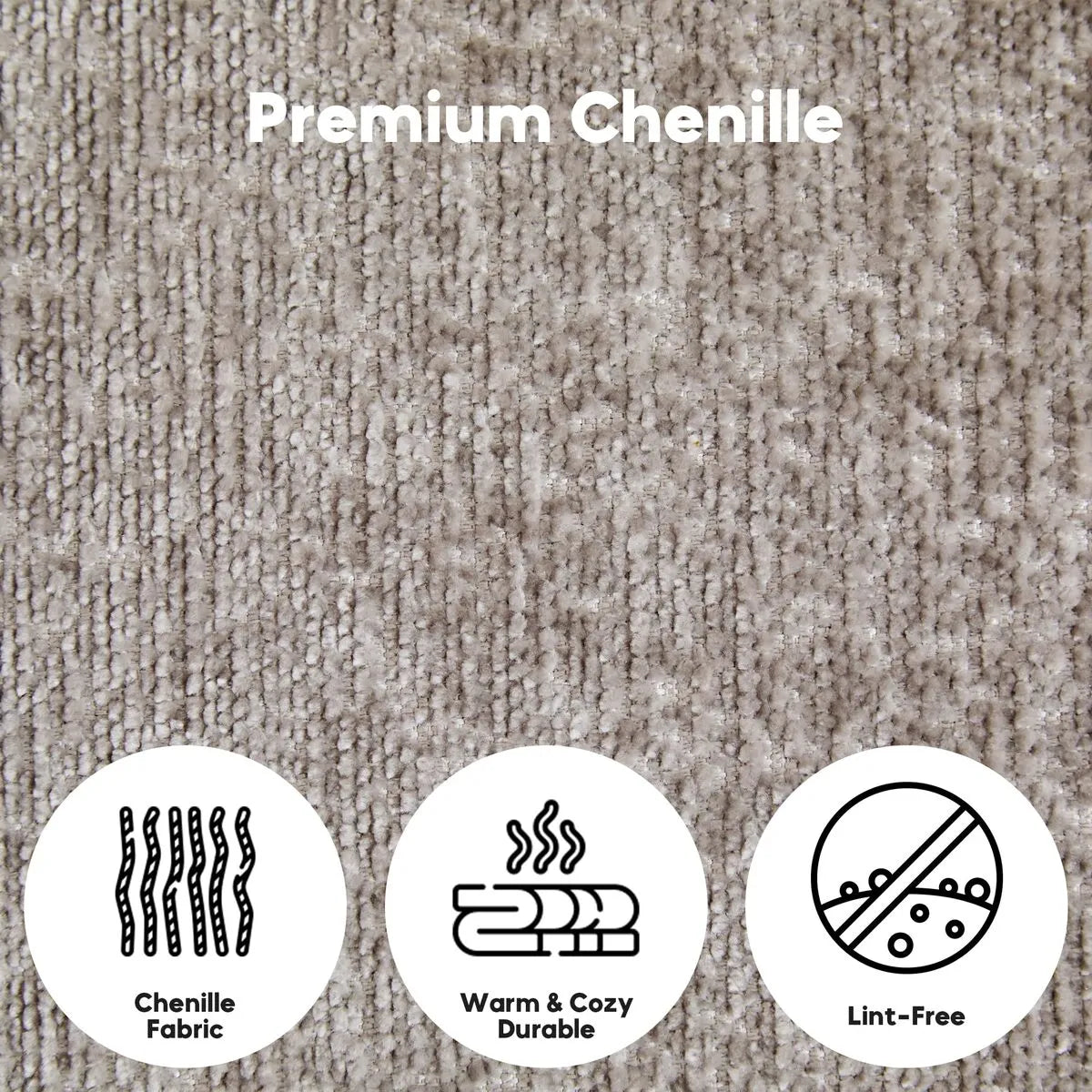 Close-Up Of Light Grey Chenille Fabric