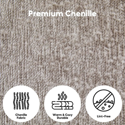 Close-Up Of Light Grey Chenille Fabric