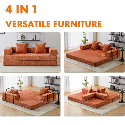 Orange Sofa Bed Flexible Combination