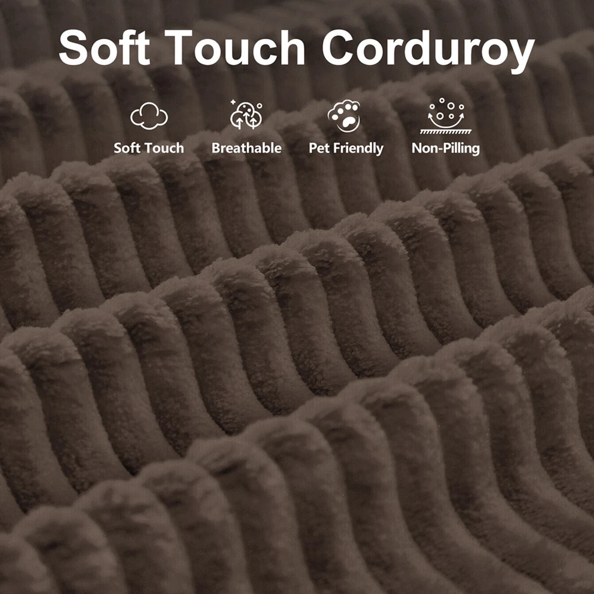 Close-Up Of Brown Corduroy Fabric On Black Metal Frame Sofa Bed