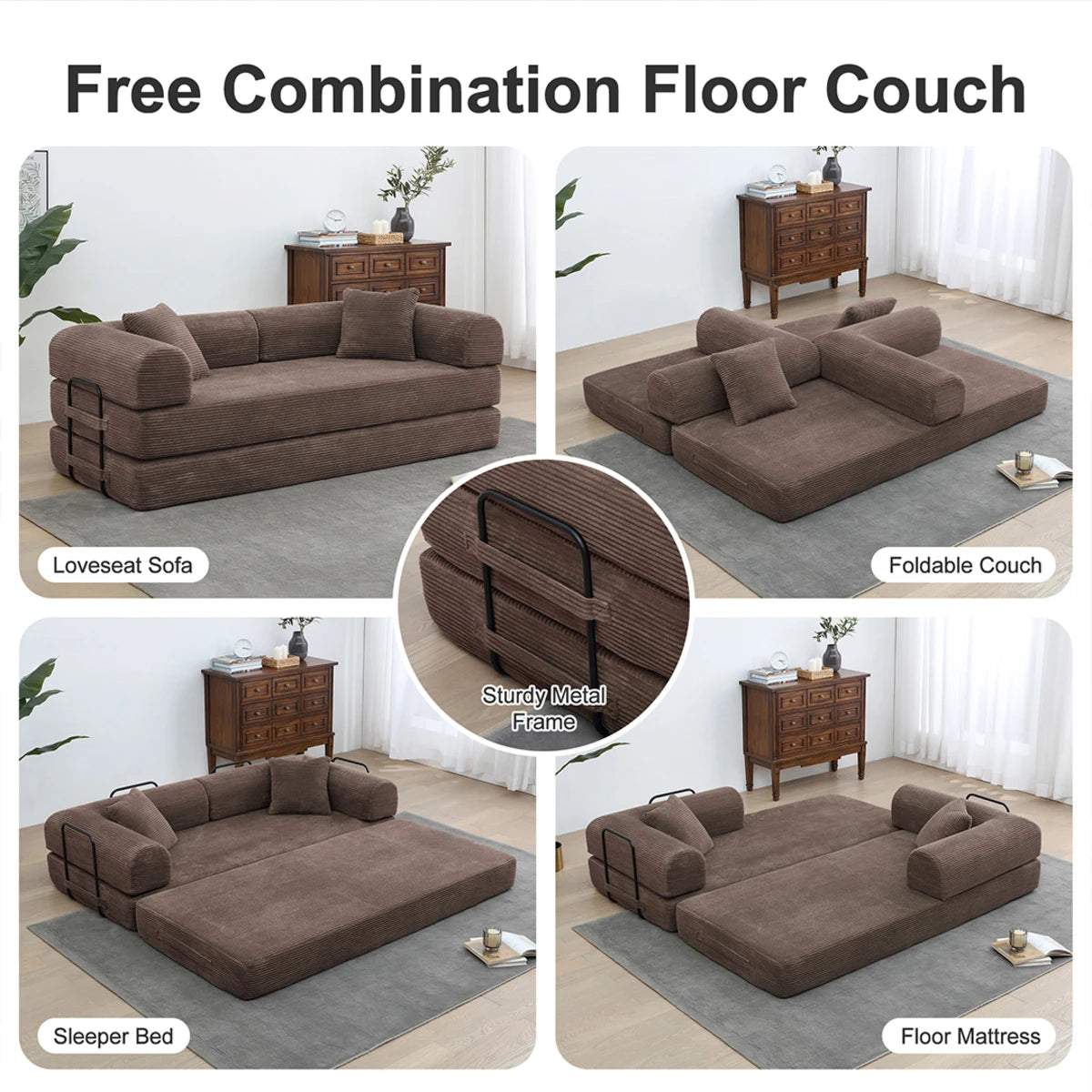 Brown Sofa Bed Flexible Combination