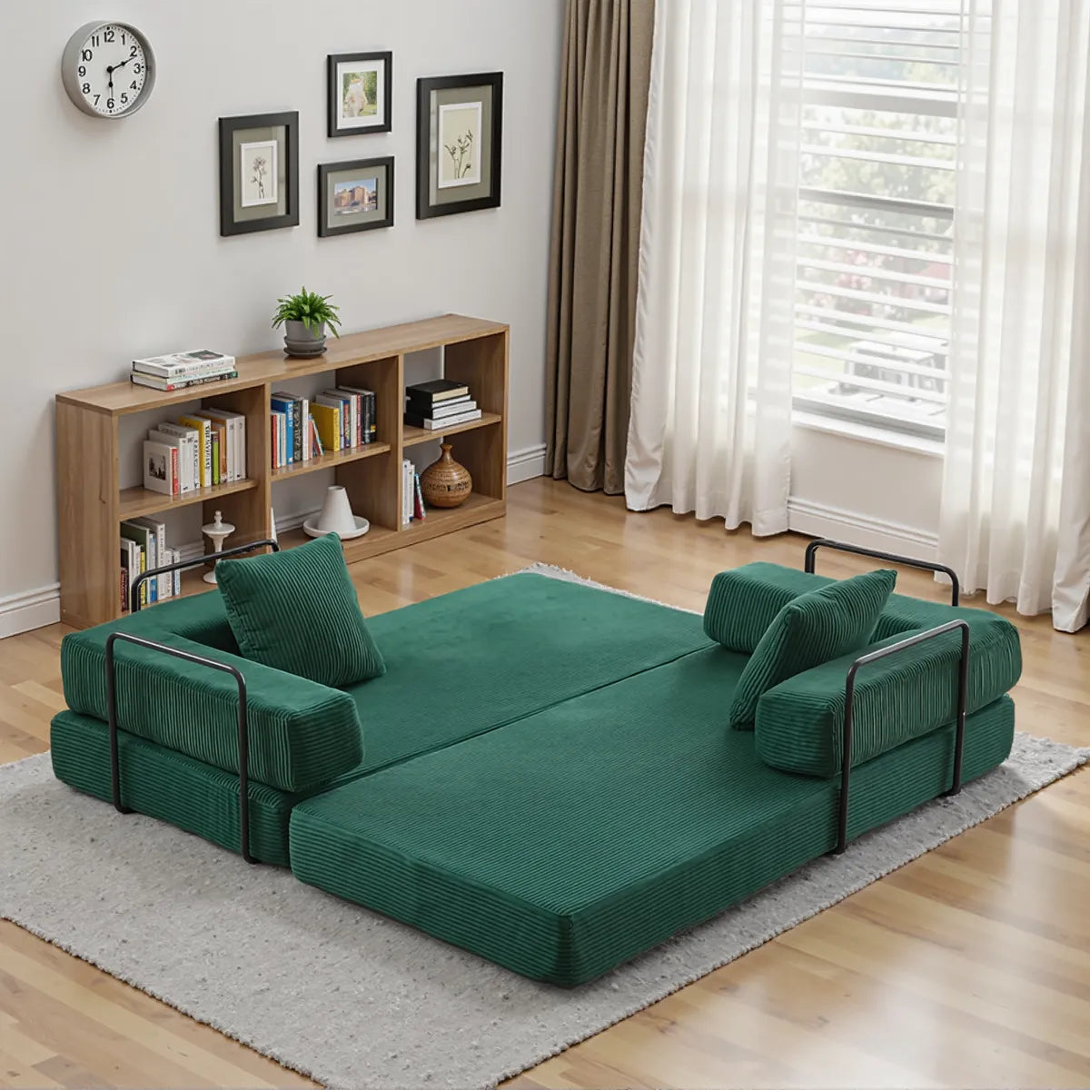 Black Metal Frame Sofa Bed Corduroy