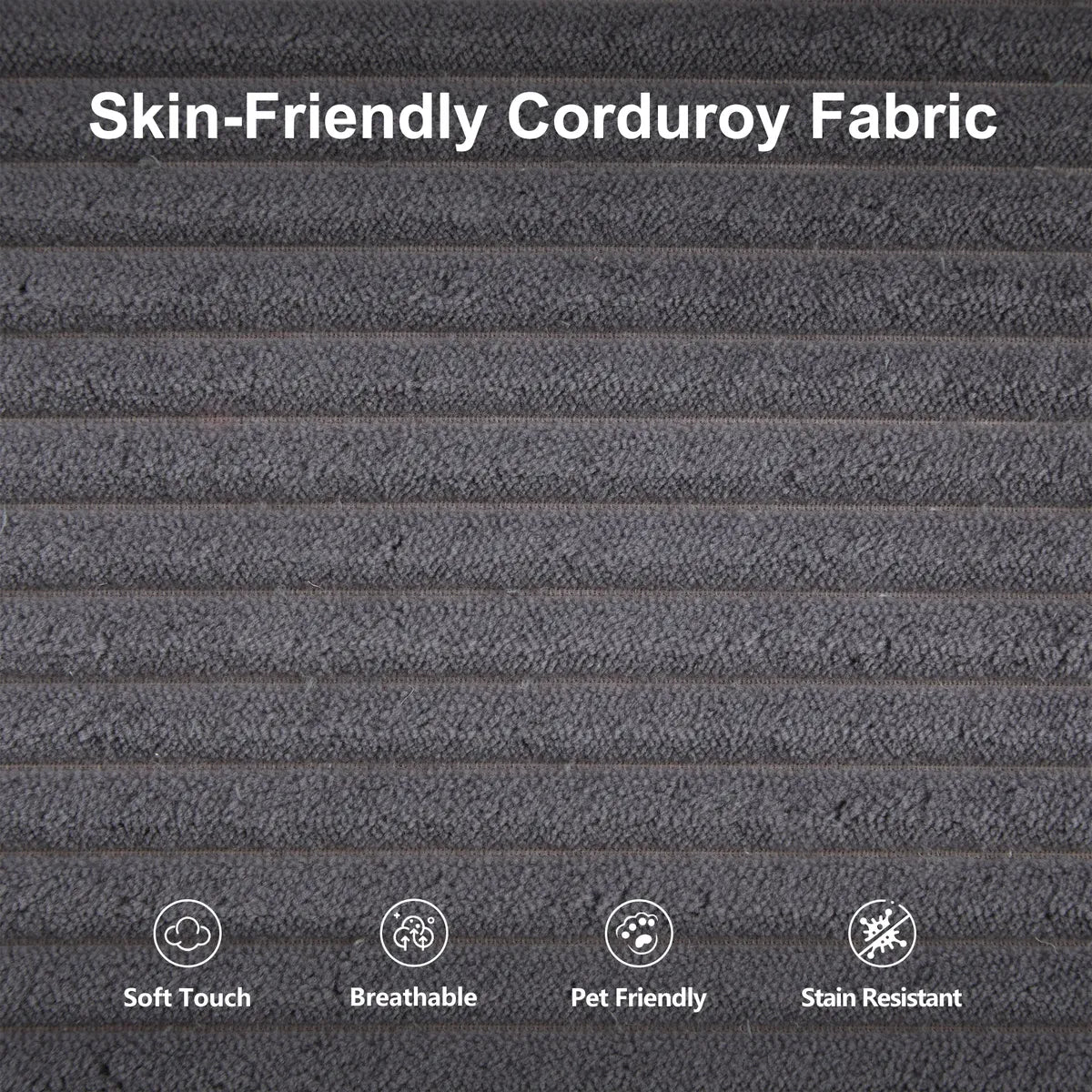 Black Metal Frame Sofa Bed Corduroy