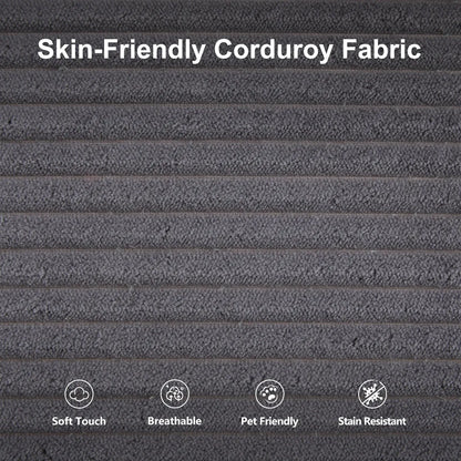 Black Metal Frame Sofa Bed Corduroy