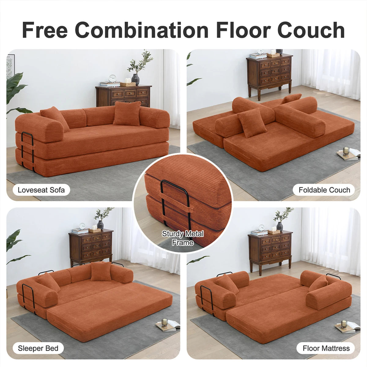 Orange Sofa Bed Flexible Combination