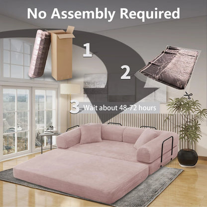 Pink convertible sofa compressed packaging