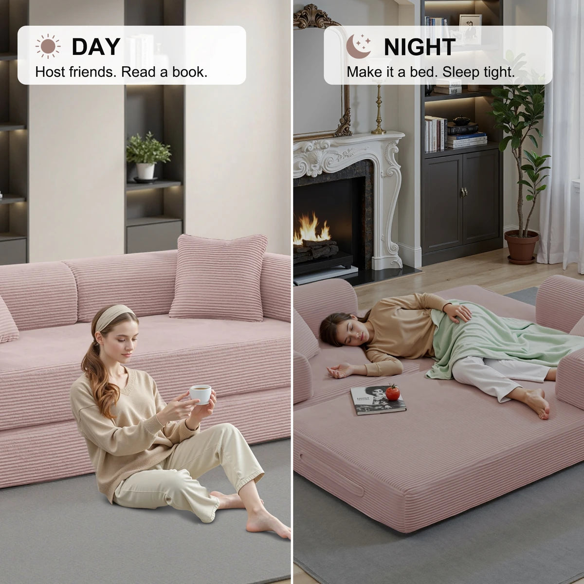 Pink day sofa night bed