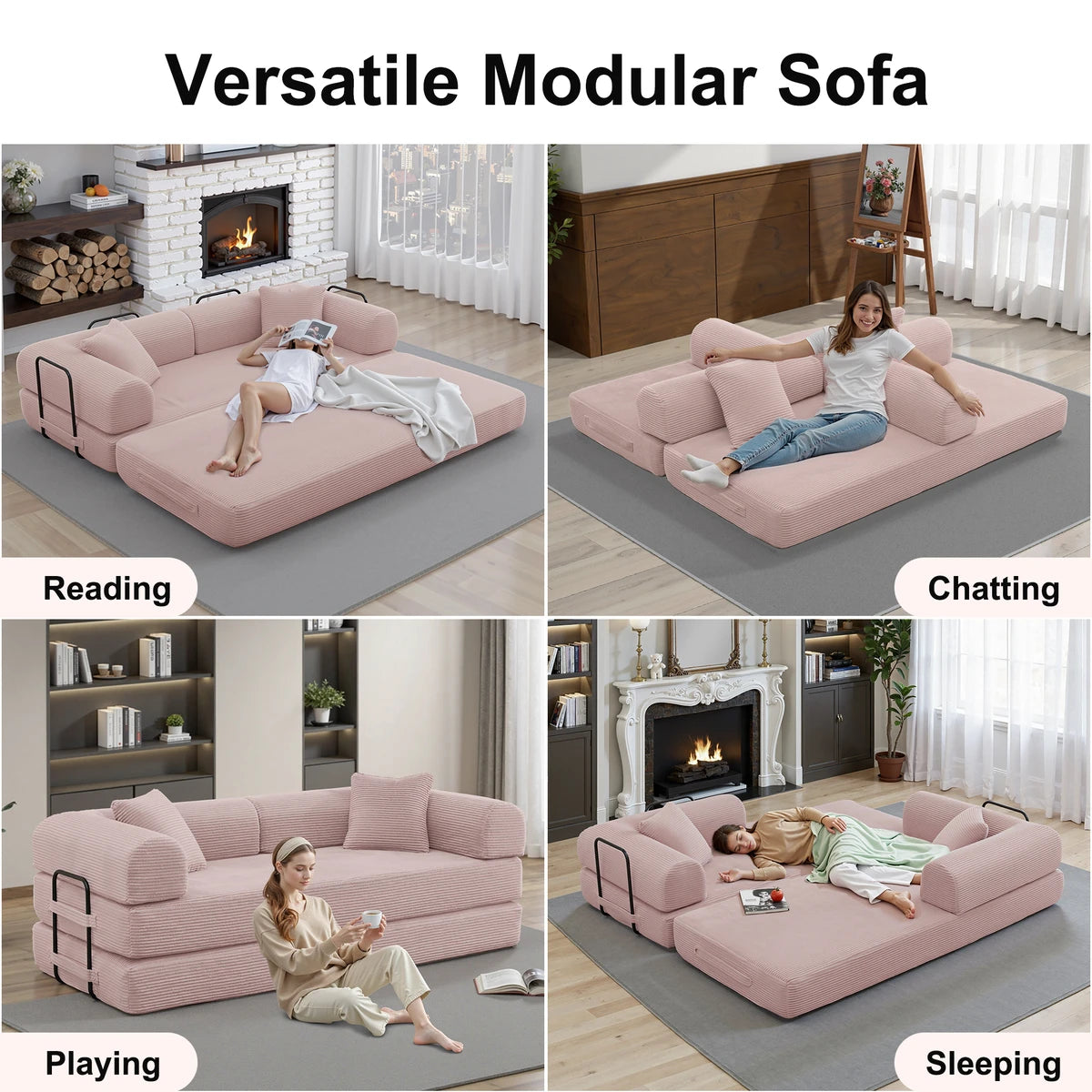 Pink convertible sofa bed in freedom combination display