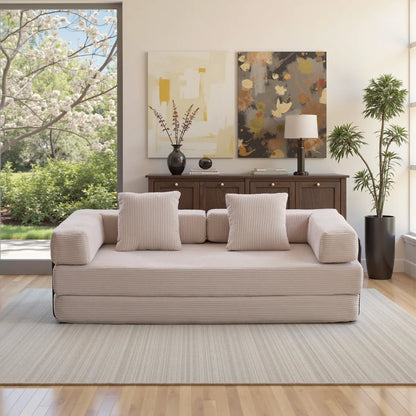 Black Metal Frame Sofa Bed Corduroy