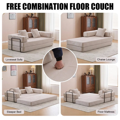 Black Metal Frame Sofa Bed Corduroy