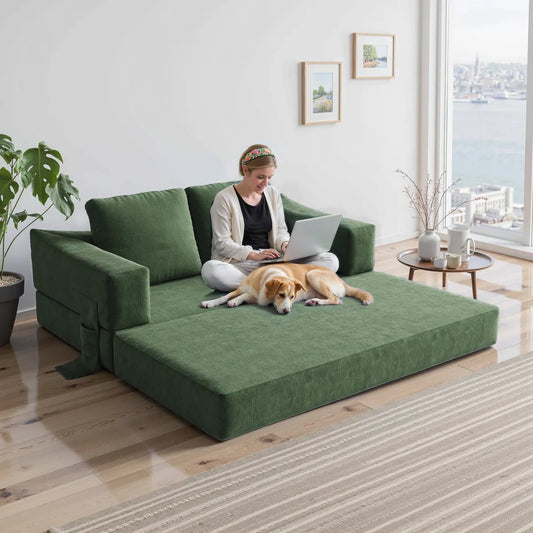 Plush Lounge Floor Sofa Bed Chenille
