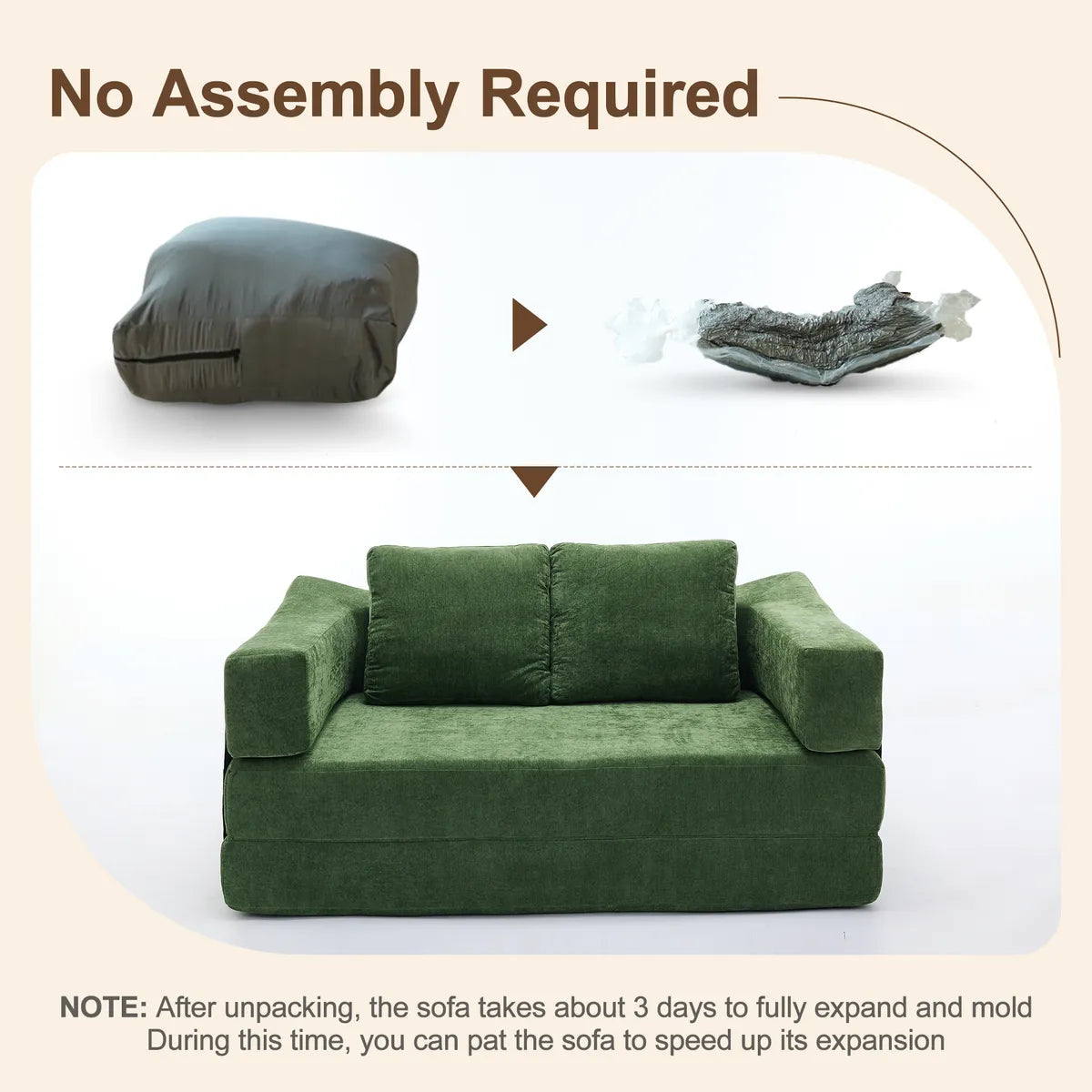 Plush Lounge Floor Sofa Bed Chenille