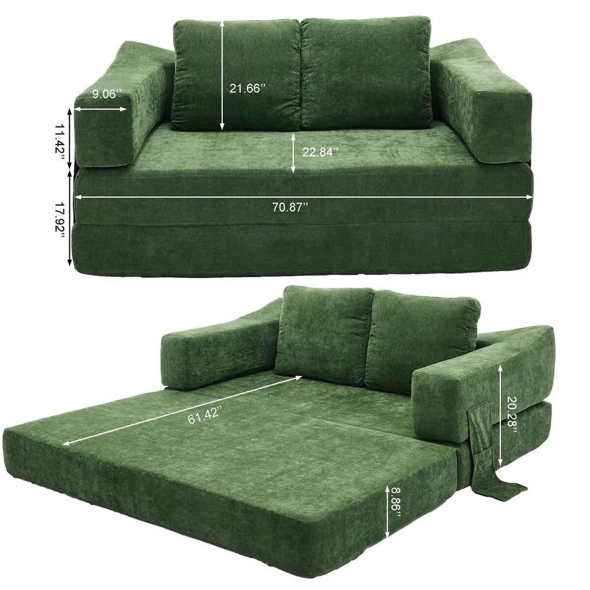 Plush Lounge Floor Sofa Bed Chenille