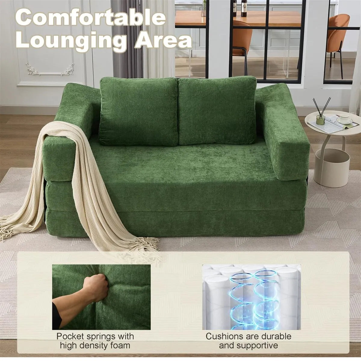 Plush Lounge Floor Sofa Bed Chenille