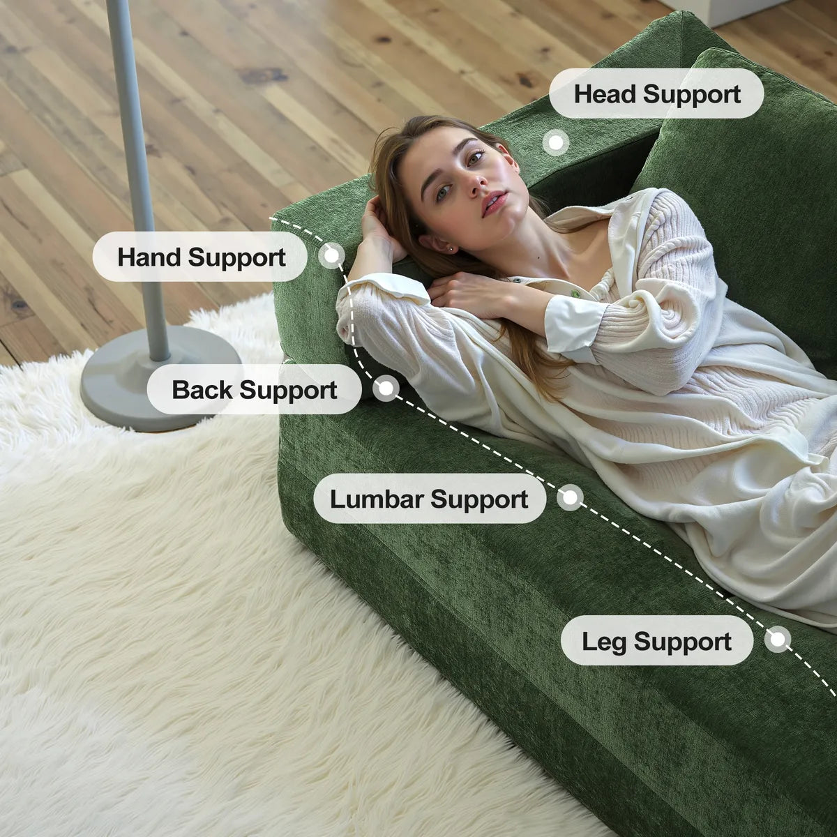 Plush Lounge Floor Sofa Bed Chenille