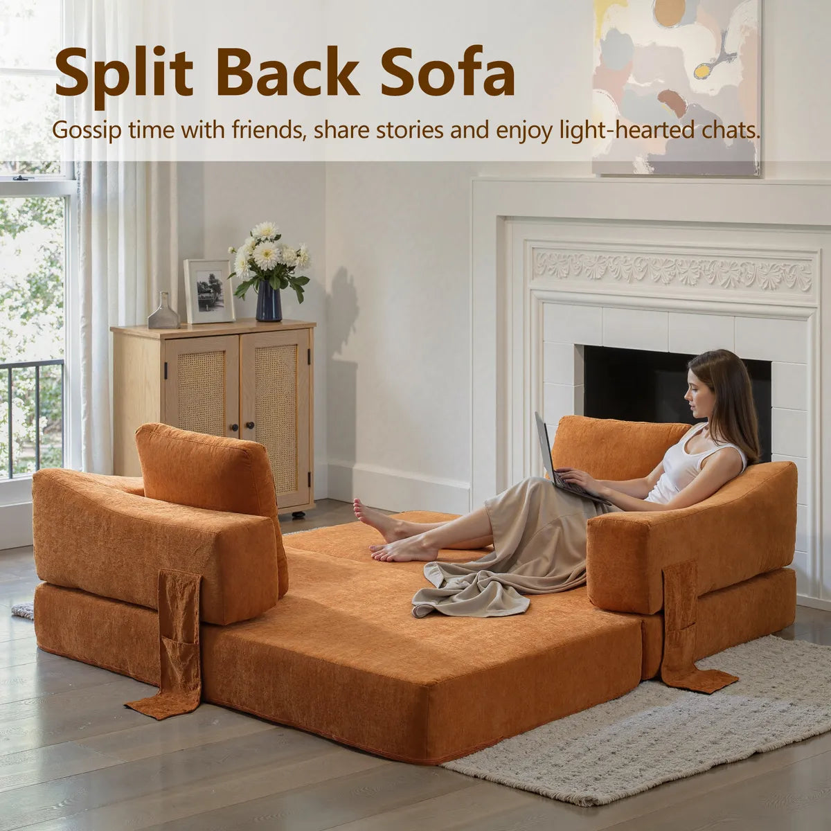 Plush Lounge Floor Sofa Bed Chenille