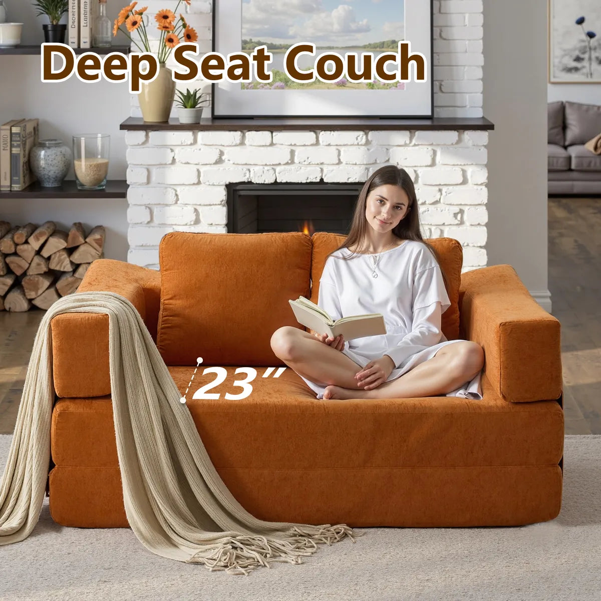 Plush Lounge Floor Sofa Bed Chenille