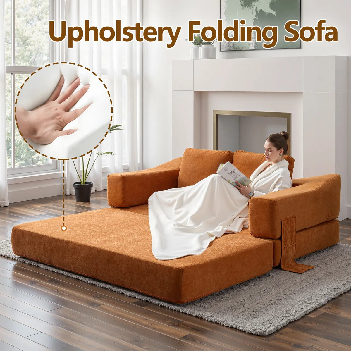 Plush Lounge Floor Sofa Bed Chenille