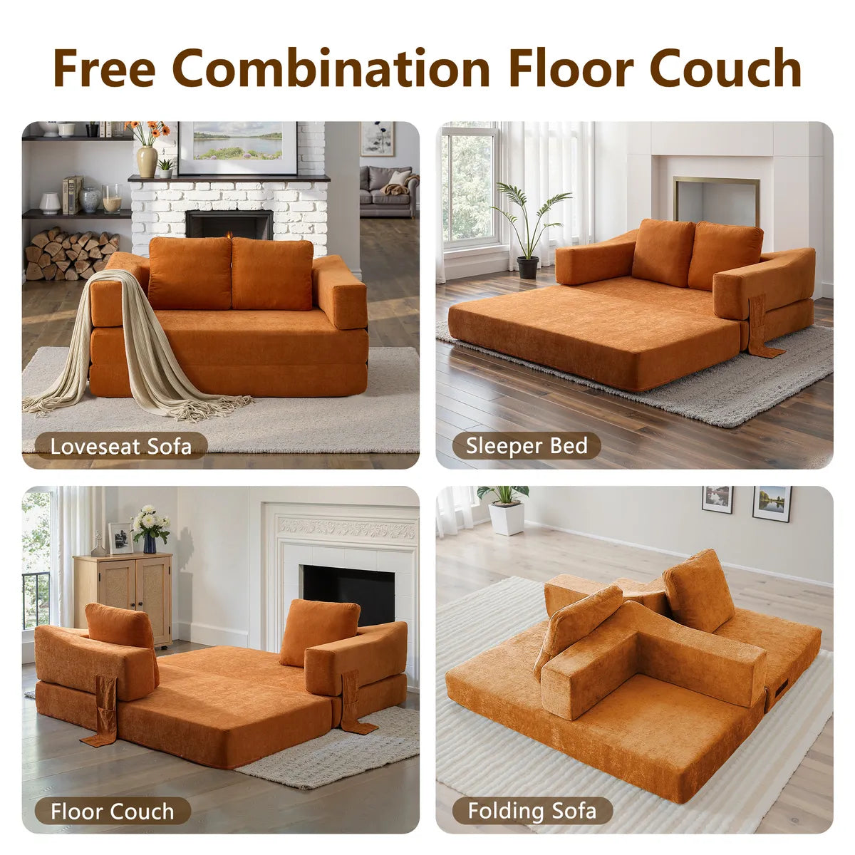 Plush Lounge Floor Sofa Bed Chenille