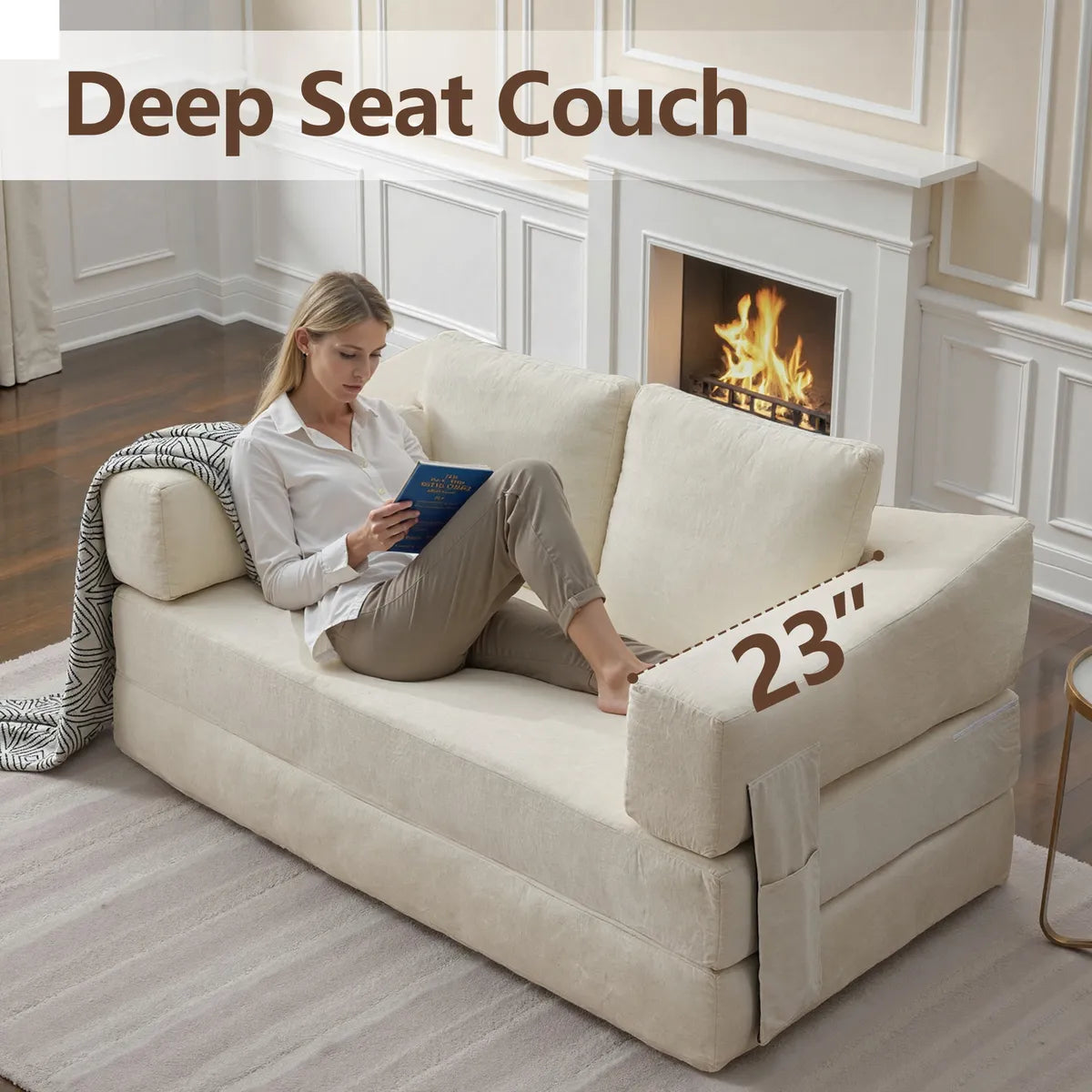 Plush Lounge Floor Sofa Bed Chenille