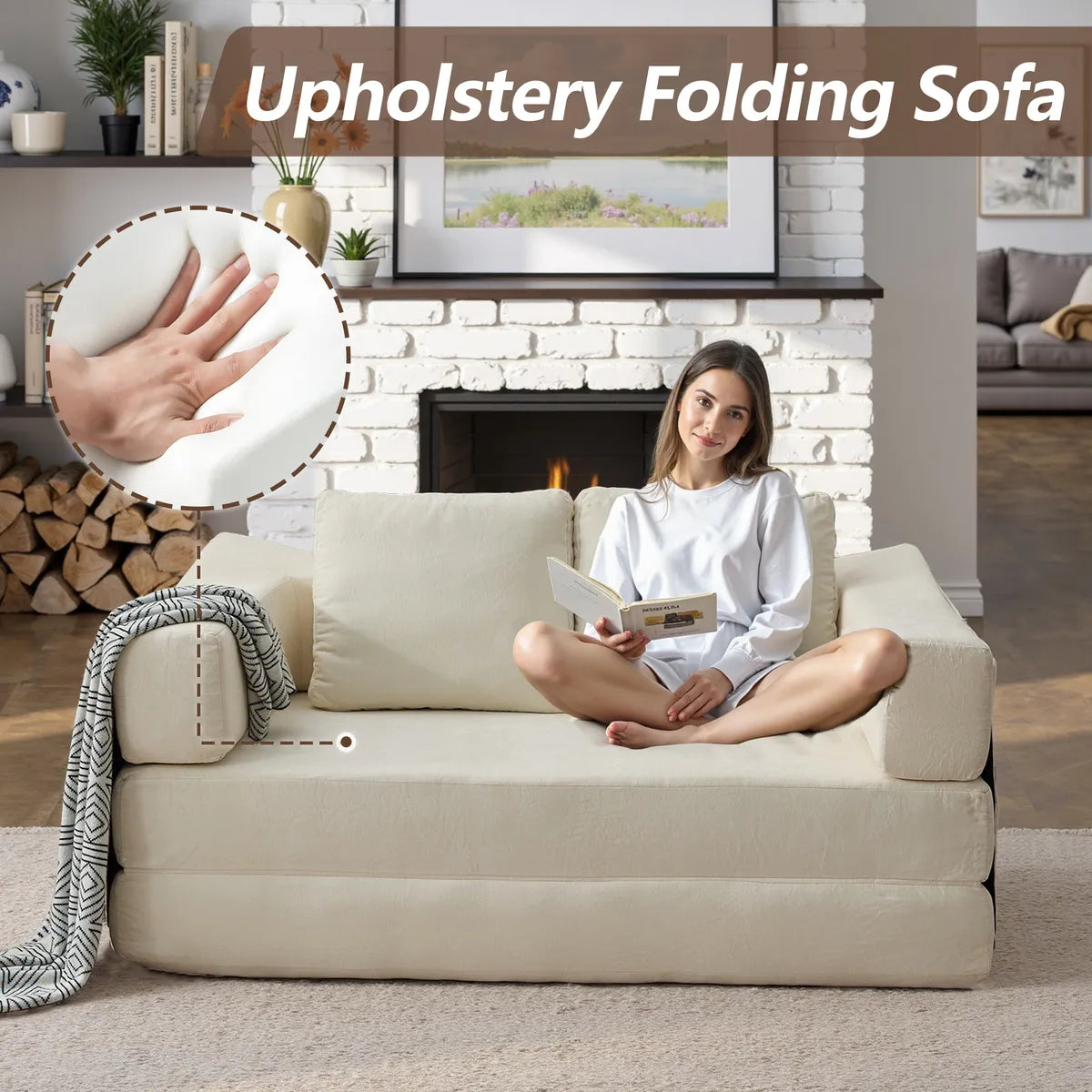 Plush Lounge Floor Sofa Bed Chenille