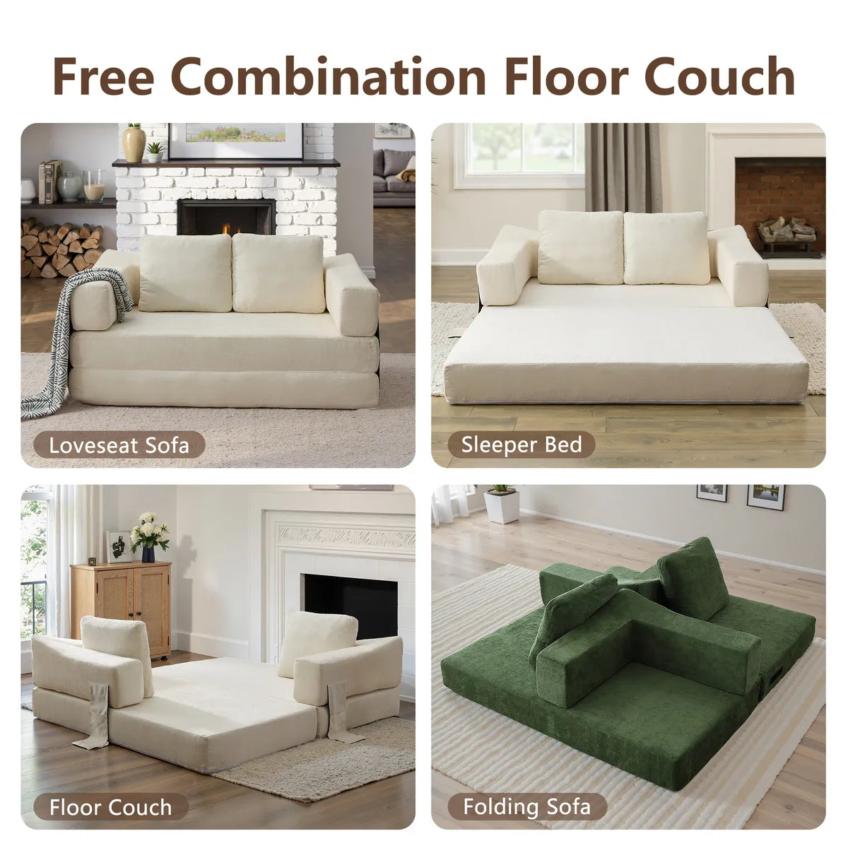 Plush Lounge Floor Sofa Bed Chenille
