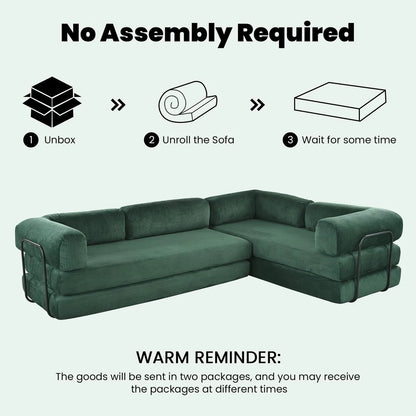 Green convertible sofa compressed packaging