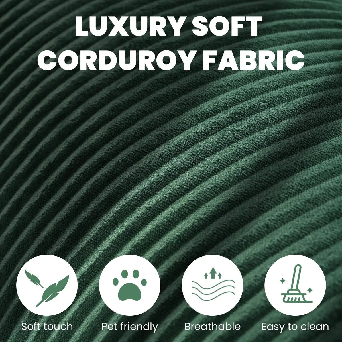 Close-Up Of Green Corduroy Fabric