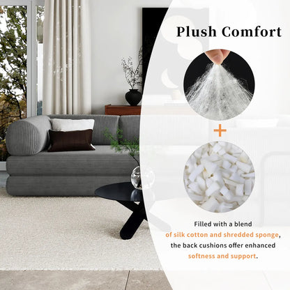 Grey L shaped sofa bed with sponge