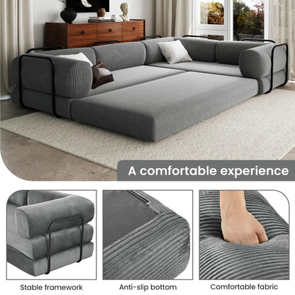 Grey L Shaped sofa bed features