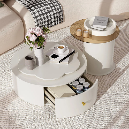 Modern Round Coffee Table Set of 2