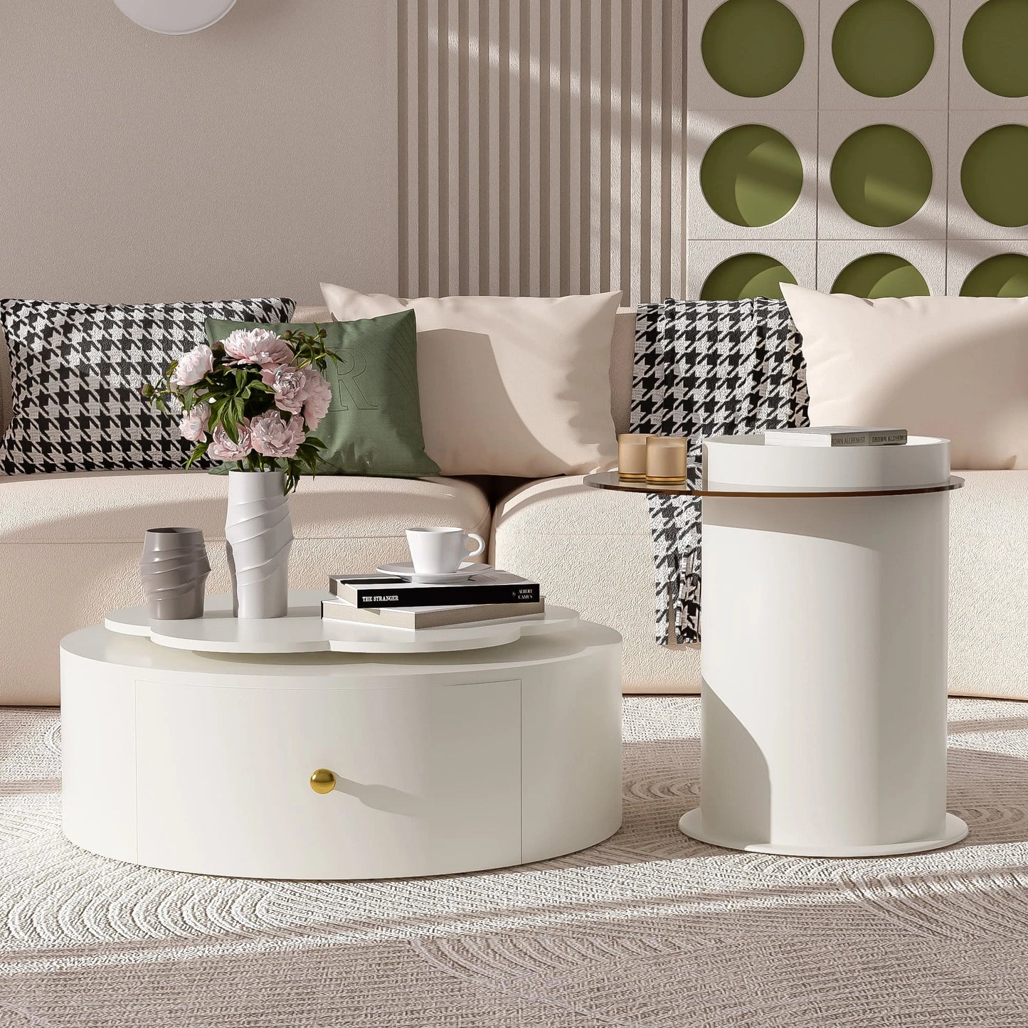 Modern Round Coffee Table Set of 2