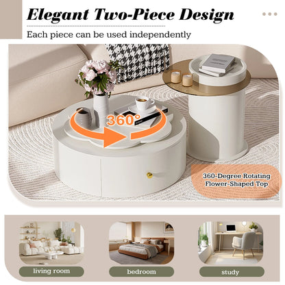 Modern Round Coffee Table Set of 2