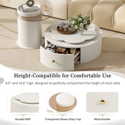 Modern Round Coffee Table Set of 2