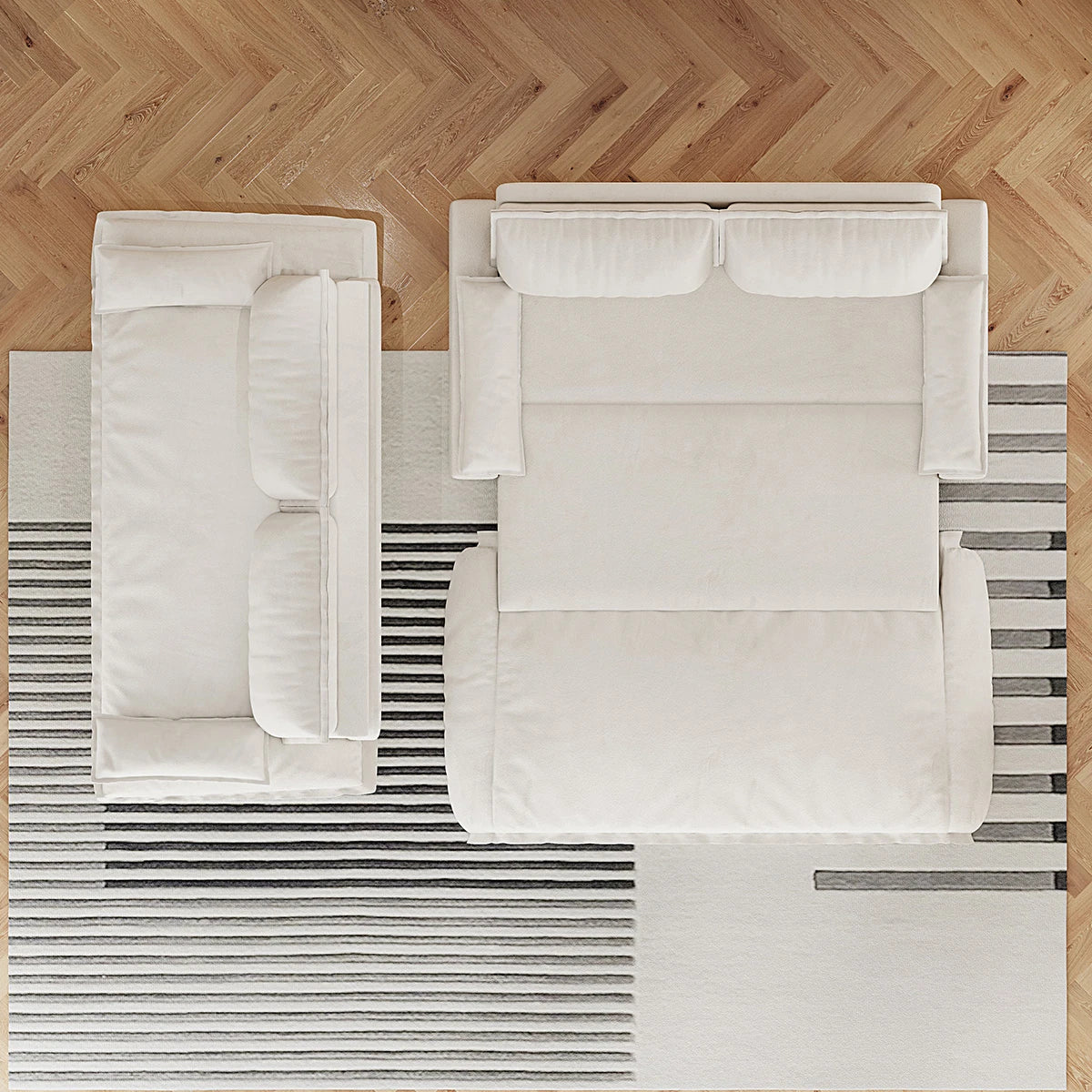 Velvet Pull-Out Sleeper Sofa Queen Size