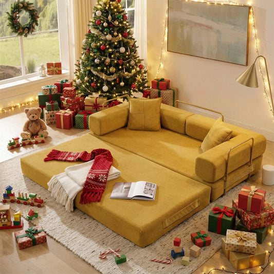 Luxe Gold Frame Sofa Bed Corduroy